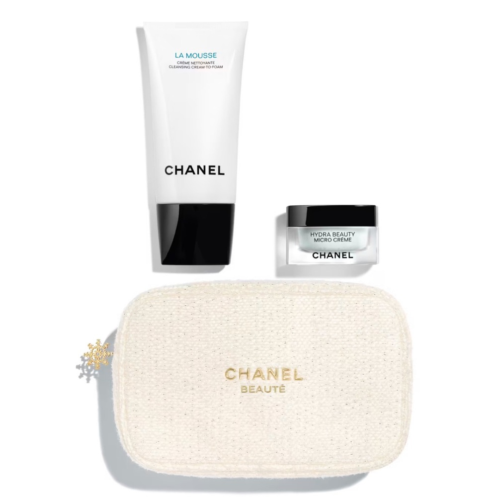 CHANEL Set Hydra Beauty Skincare + La Mousse with White Pouch - Holiday 2024